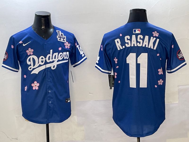 Men Los Angeles Dodgers 11 R.Sasaki Blue Sakura Edition 2025 Nike MLB Jersey style 6